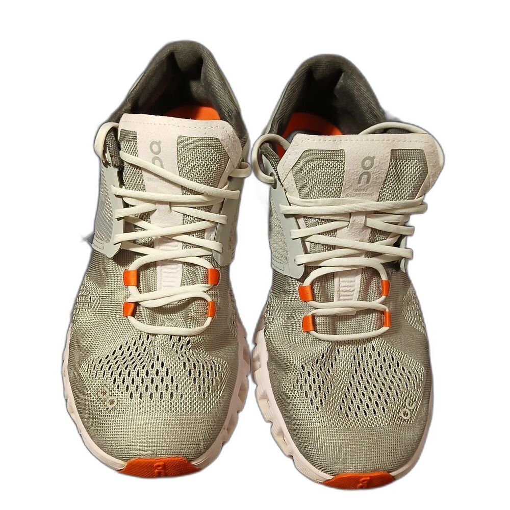 On Cloud Womens Running Shoes Size 8 Mesh Light Grey & Orange Swiss Engineerin